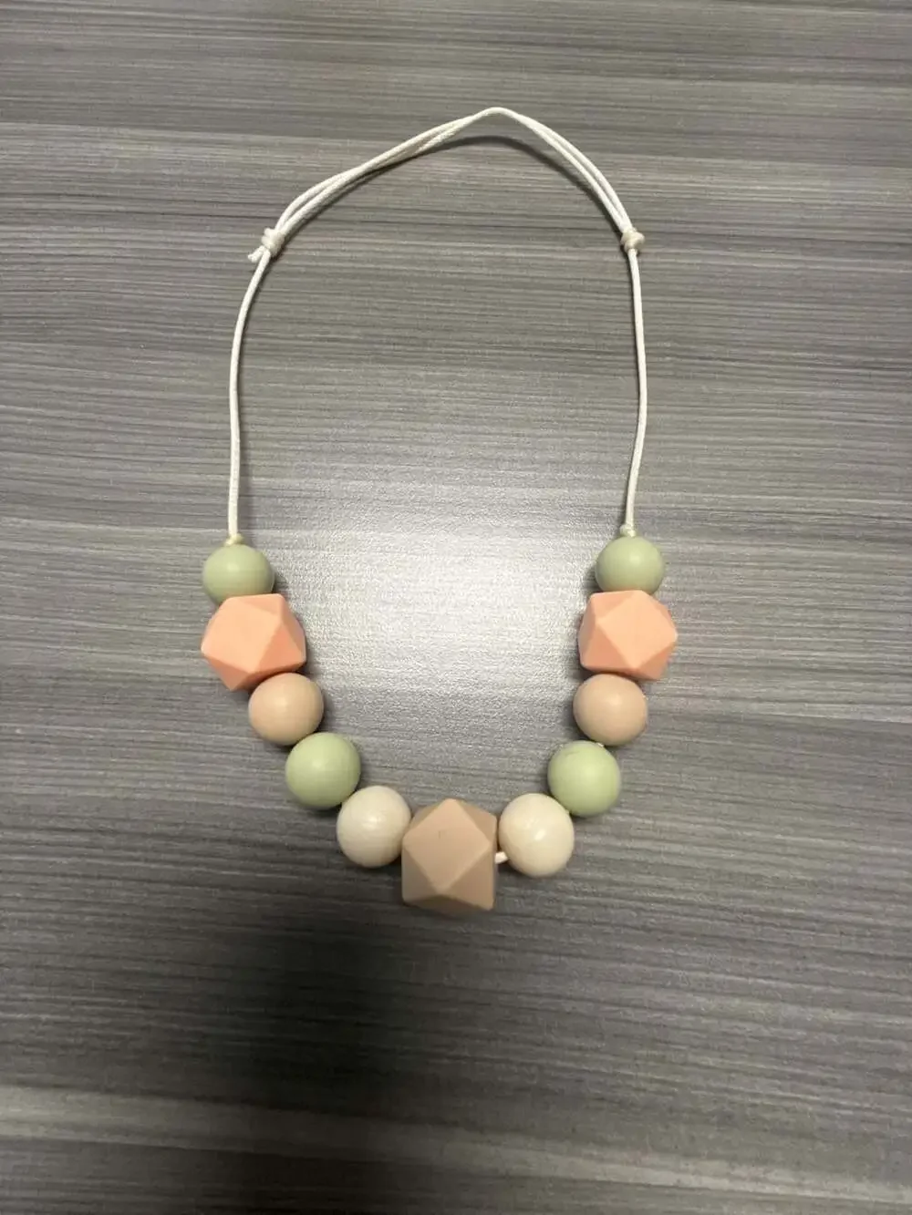 Silicone Teething and Nursing Necklace with Geometric Beads